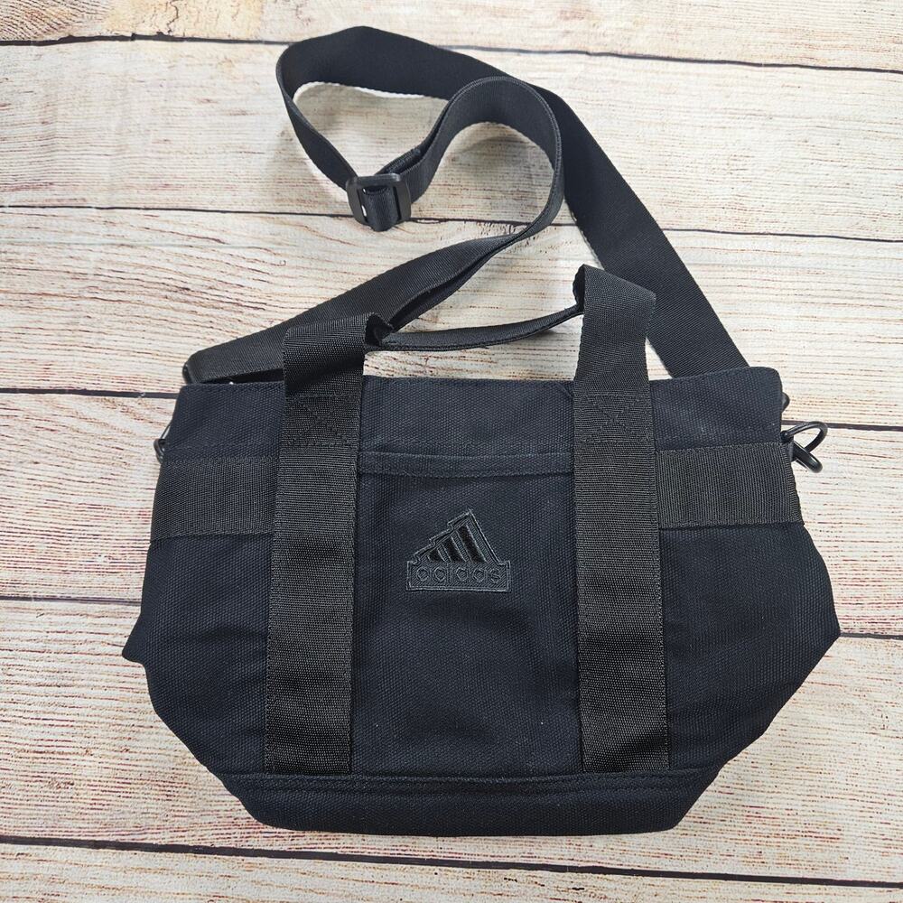 Adidas Mini Tote Bag Women's Black 9.5"x7" Crossbody Adjustable Strap Cotton